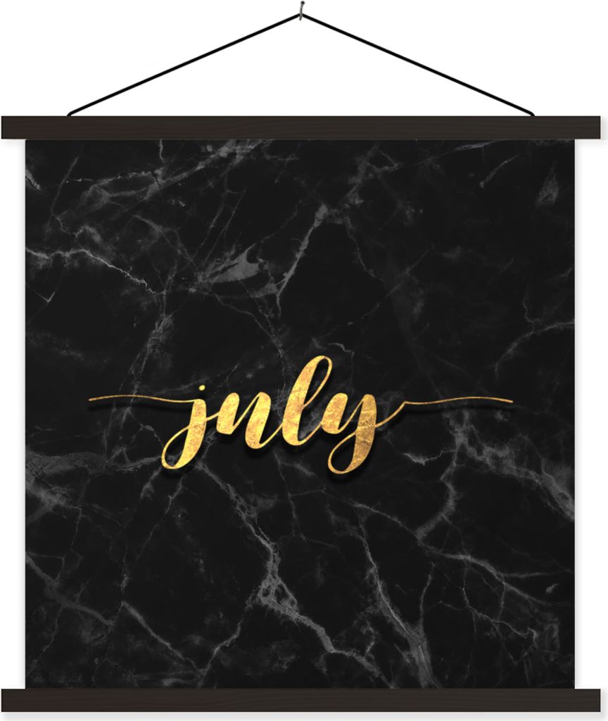 MuchoWow Textilposter Kalender - Juli - Gold - Marmor 90x90 cm mit schwarzem Rahmen - Magnetisches