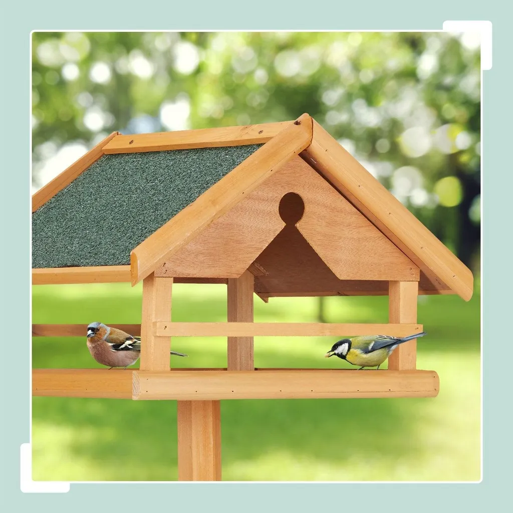 Maisonnette pour oiseaux extérieurs sur pied en épicéa traité 45x40cm