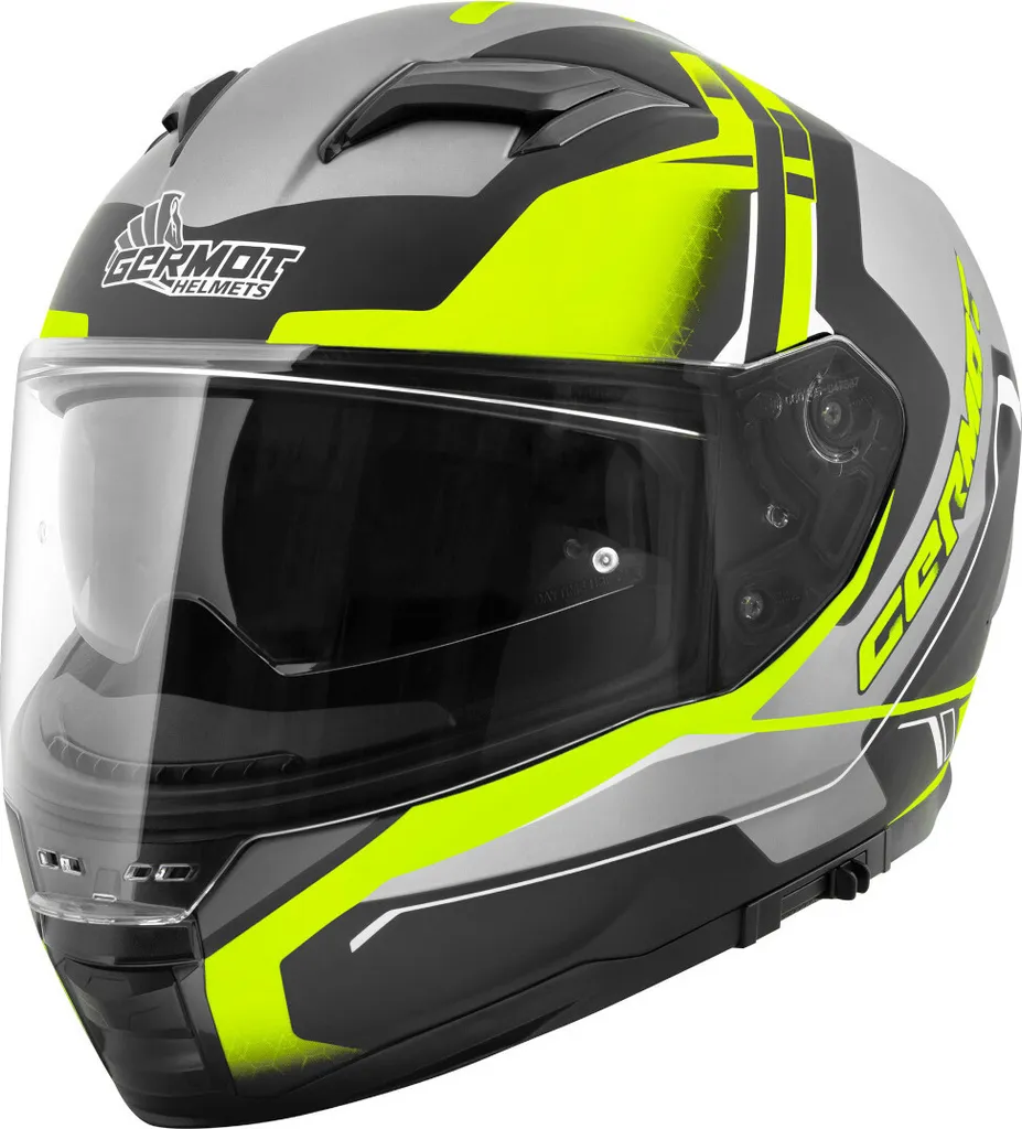 Casque Moto Germot GM 350 Décor pour Conduite Urbaine Noir Jaune S