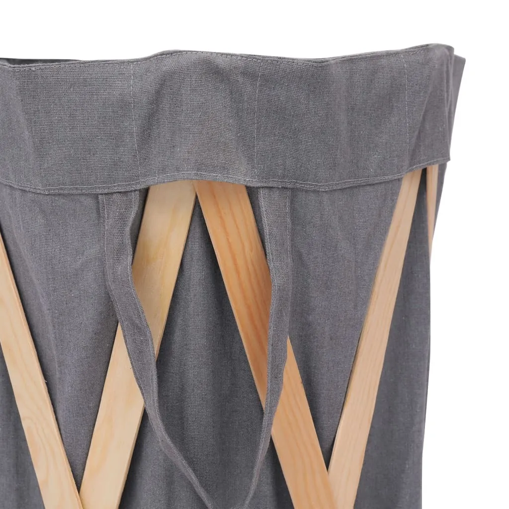 Fini le désordre : Panier à linge pliable Gris en Bois compact et chic - 4