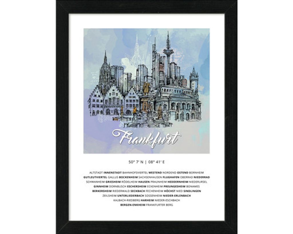 Gerahmtes Bild Frankfurt Wahrzeichen 33x43 cm