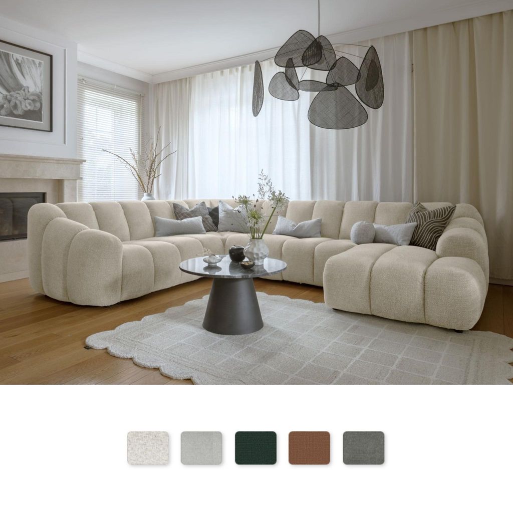 MIUFORM Shell Wochnlandschaft U-FORM LINKS - 265x205 cm - Beige - Sofa Modulsofa Couch