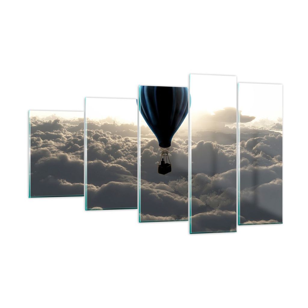 Bilder auf glas - Wolke Ballon Himmel - 100x60cm - Glasbilder - Wandbilder - Kunstdruck - zum Aufhängen bereit - Wanddekoration aus Glas - Glas Bi...