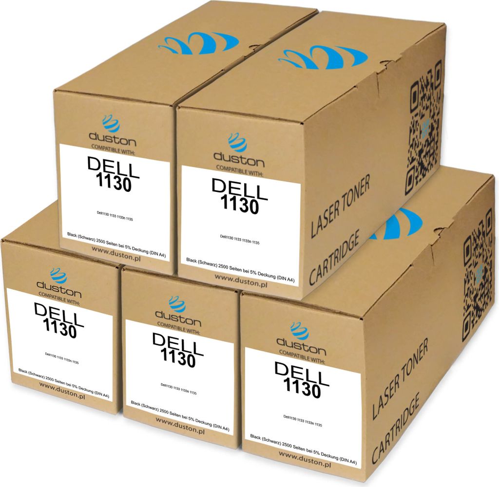 5x 1130, 593-10961 Toner Druckertoner Patrone Schwarz kompatibel mit Dell 1130 1133 1133n 1135