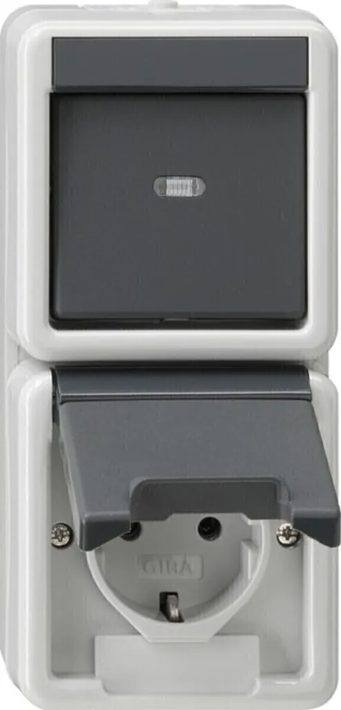 Combiné Prise de Courant et Interrupteur Vertical GIRA 417630 Blanc Pur