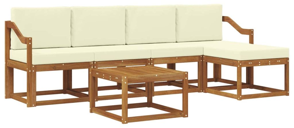 vidaXL Outdoor-Sofagarnitur mit Kissen 6 pcs Natur und Creme