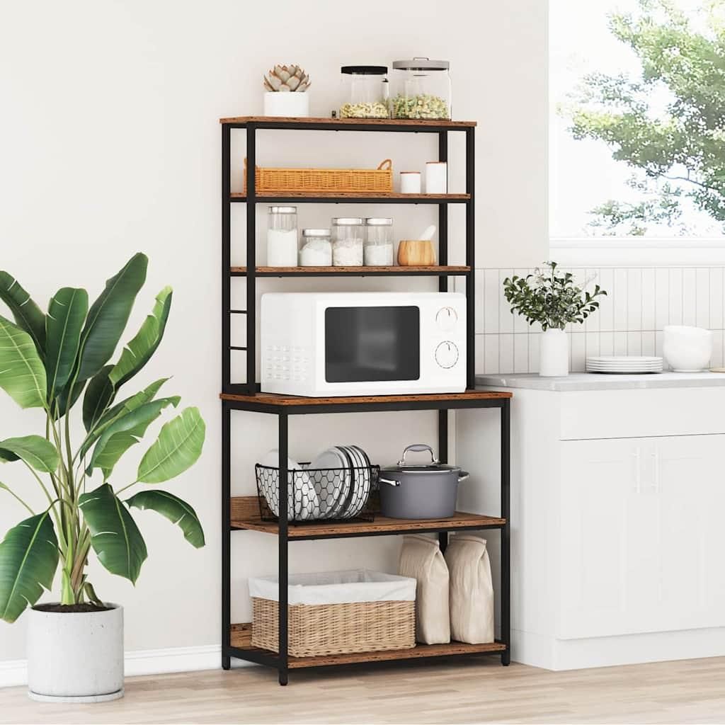 "Schlussverkauf" Küchenregal rechteckig - 1 pc - Standregal mit Stauraum - Altholz 80x40x168 cm Holzwerkstoff C12462