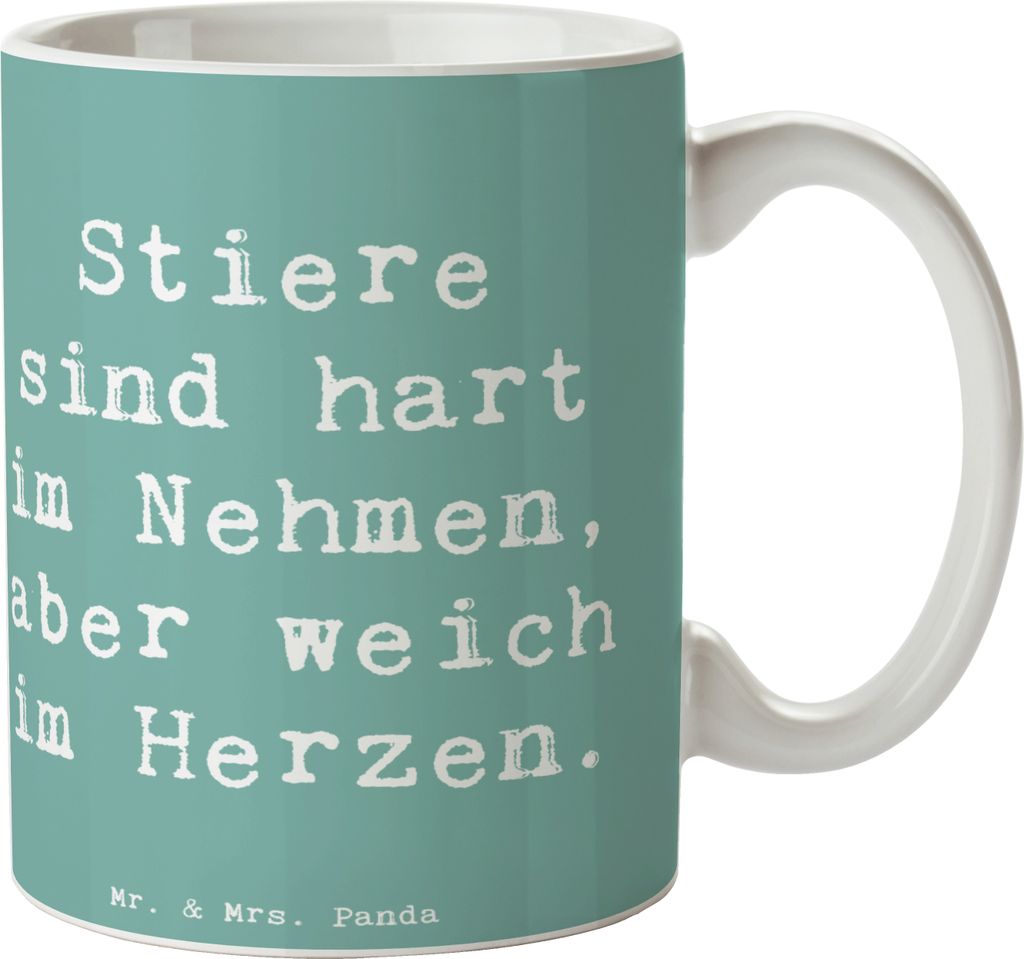 Mr. & Mrs. Panda Tasse Spruch Stier Herz - Meeresbrise - Geschenk, kaffeebecher keramik, Qualitäten, Sternzeichen, Geschenke Astrologie, Horoskop,...