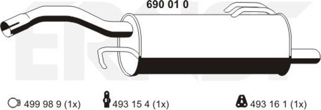 ERNST 690010 Endschalldämpfer für MITSUBISHI COLT VI (Z3A, Z2A) Auspuff