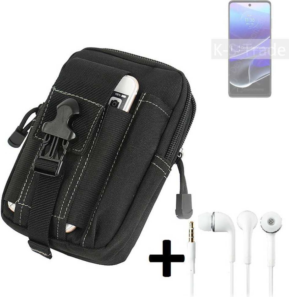 K-S-Trade Gürteltache + Kopfhörer kompatibel mit Motorola Moto G Stylus 5G (2022) Gürtel Tasche Holster Schutz Hülle Handy Hülle schwarz inkl.