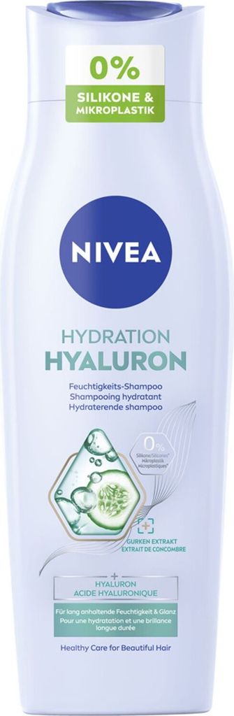 NIVEA Hydration Hyaluron Feuchtigkeits-Shampoo, Haarpflege für trockenes Haar mit Hyaluron, veganes Haarshampoo ohne Silikone für natürlichen Gl...