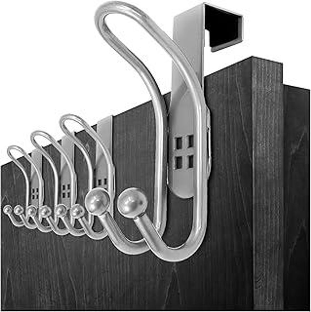 com-four4x Türhaken - Doppel-Kleiderhaken mit Schaumstoff-Schutz für Zimmer- und Schranktüren - Handtuch- und Jackenhalter aus Metall - Garderob...