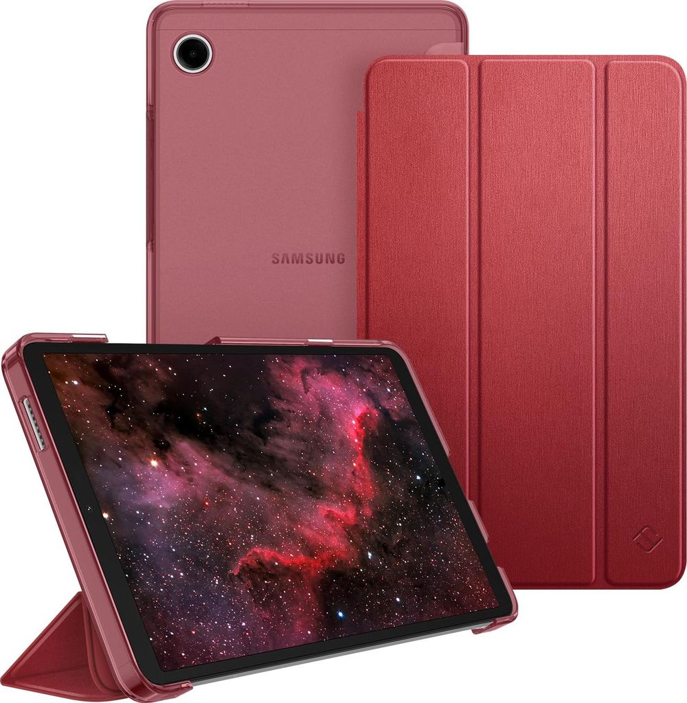 Fintie Hülle für Samsung Galaxy Tab A11 8,7" 2025/ Tab A9 8.7 Zoll Tablet, Ultra Dünn Schutzhülle mit Transparenter Rückseite, Rot