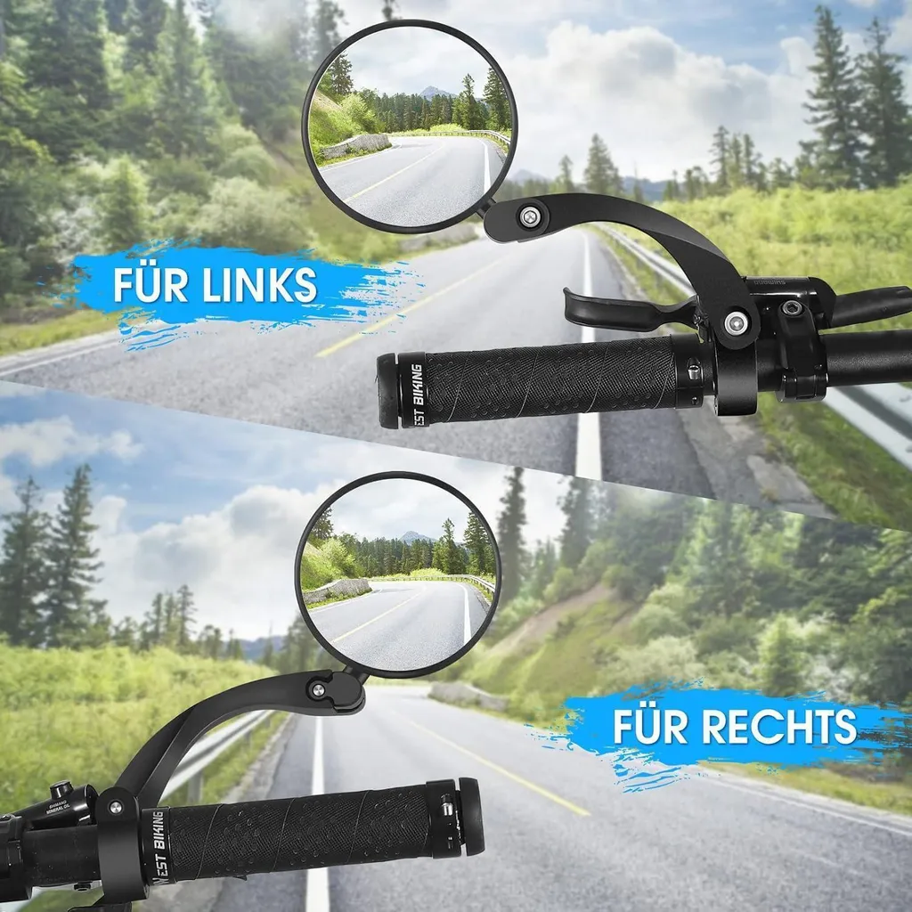 Rétroviseur Vélo Pivotant 360° – Verre Cristal, Compatible Guidon 22-25,4 Mm, ABS Résistant, Pour VTT/ville