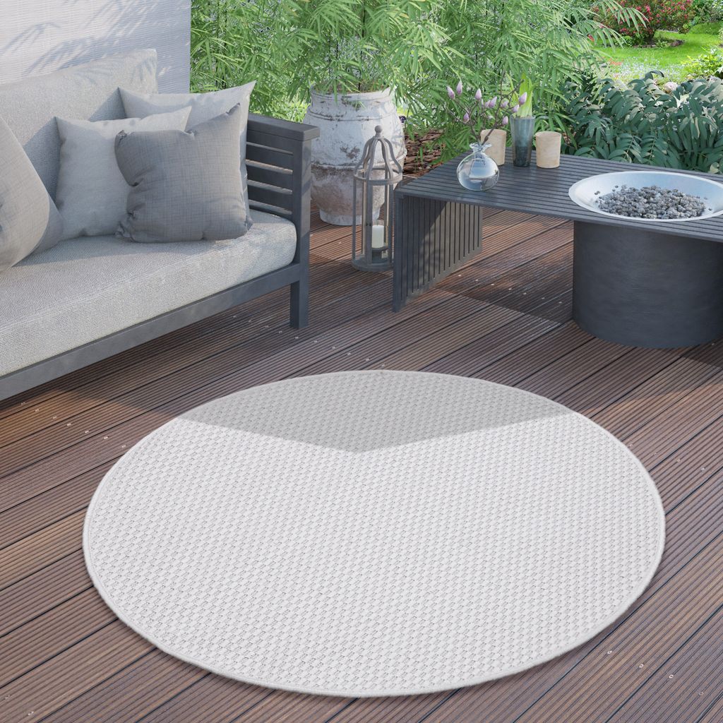 In- & Outdoor Teppich Flachgewebe einfarbig modern wetterfest für Terrasse Küche Einfarbiges Muster Grösse 80 cm Rund