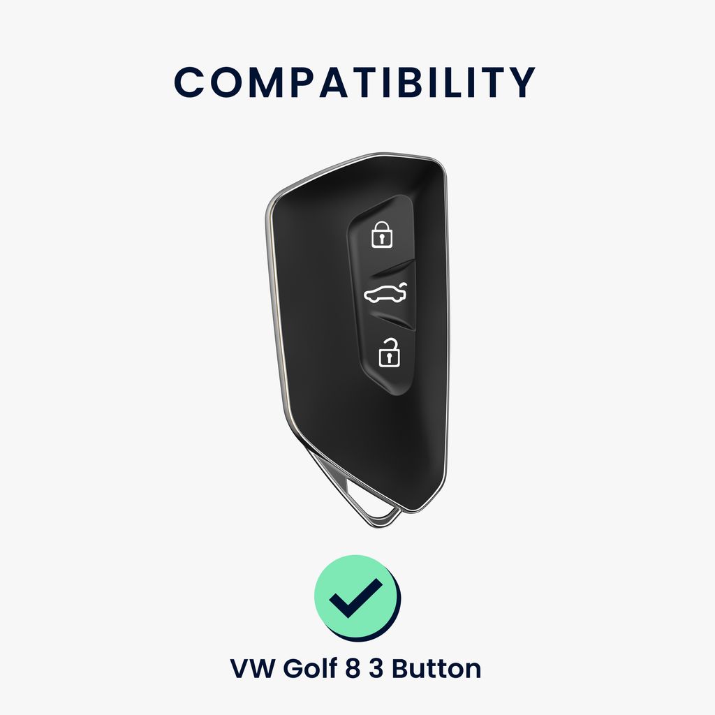 kwmobile Autoschlüssel Hülle kompatibel mit VW Golf 7 MK7 3-Tasten  Autoschlüssel - Schlüsselhülle Cover Silber Schwarz