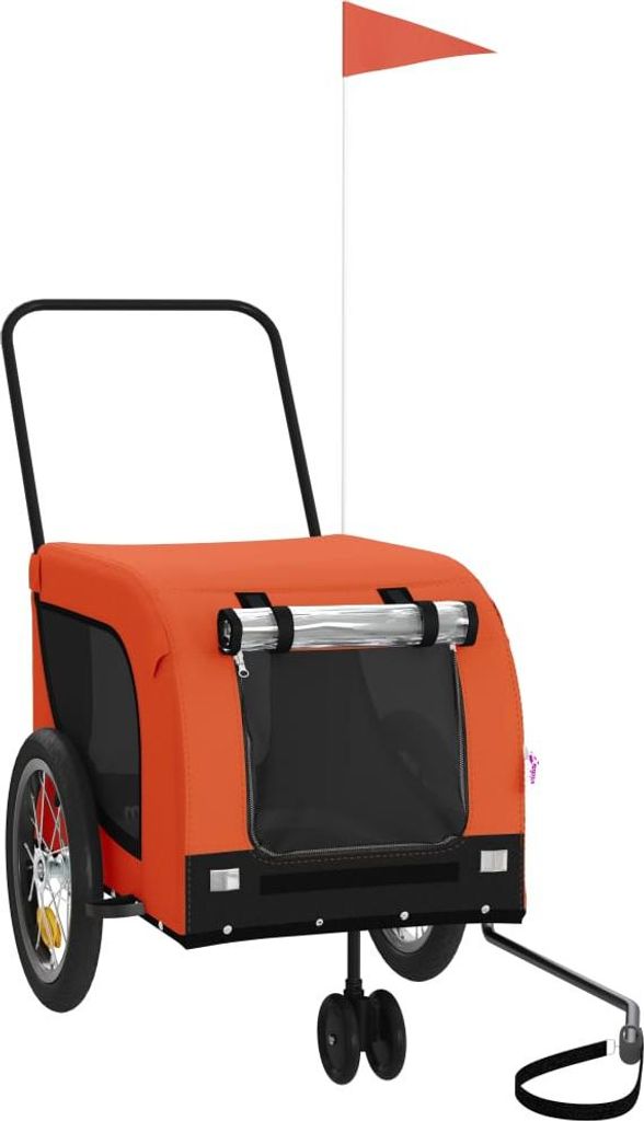 vidaXL Fahrradanhänger Hunde Orange und Schwarz Oxford-Gewebe & Eisen