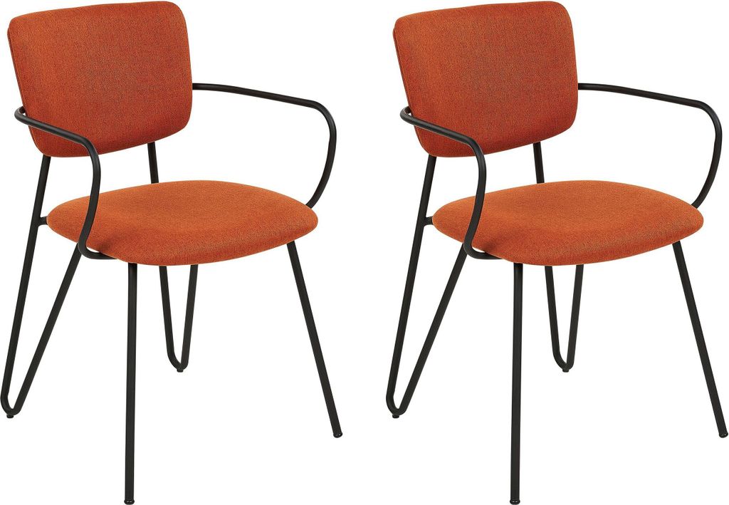 BELIANI Set aus 2 Esszimmerstühlen Orange Polyester Produktbild 
