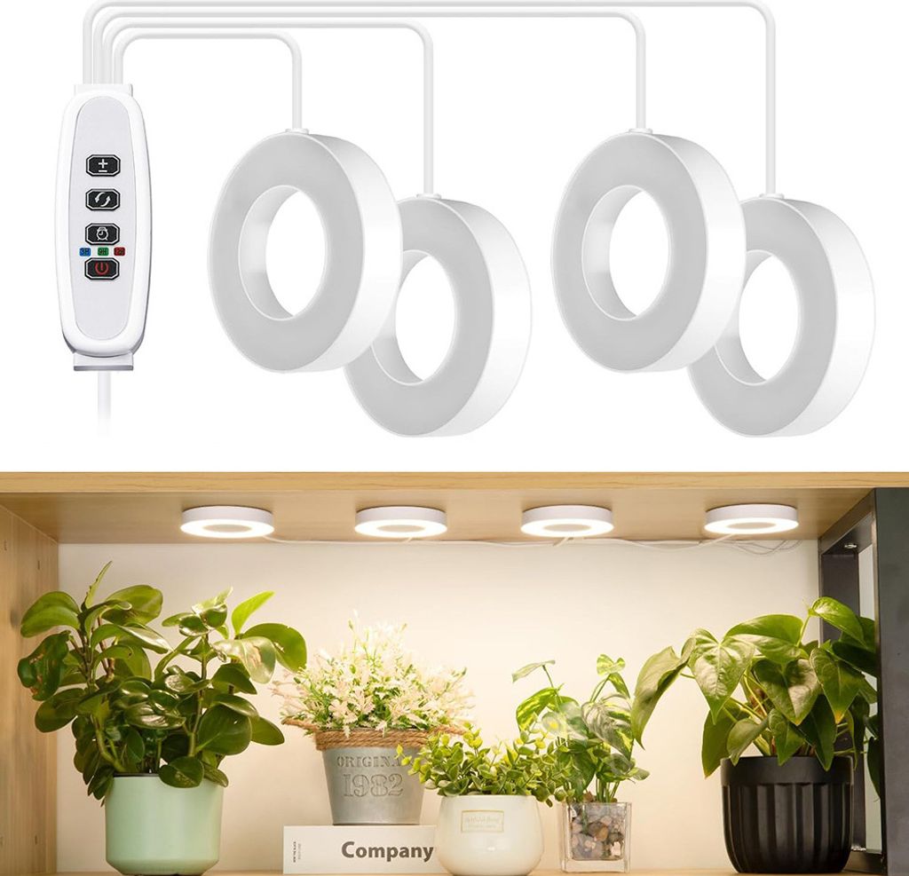Decke wachsen Licht für Indoor-Pflanzen, 48 LEDs Vollspektrum-LED-Halo-Pflanzenlicht, 5V sichere Spannung wachsende Lampe mit 4/8/12H Auto-Schalte...