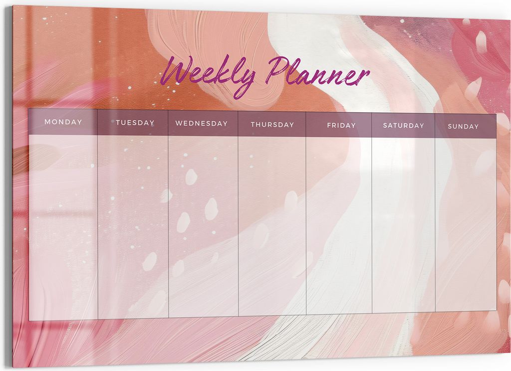 DEQORI Magnettafel Glas 90x60 cm 'Planer Malerei (EN)' beschreibbar Whiteboard Küche