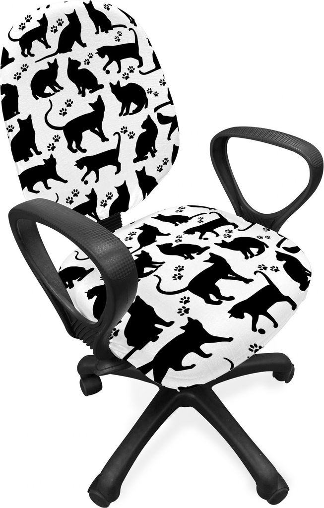 ABAKUHAUS Katze Bürostuhl Schonbezug, Schwarze Silhouetten Produktbild 