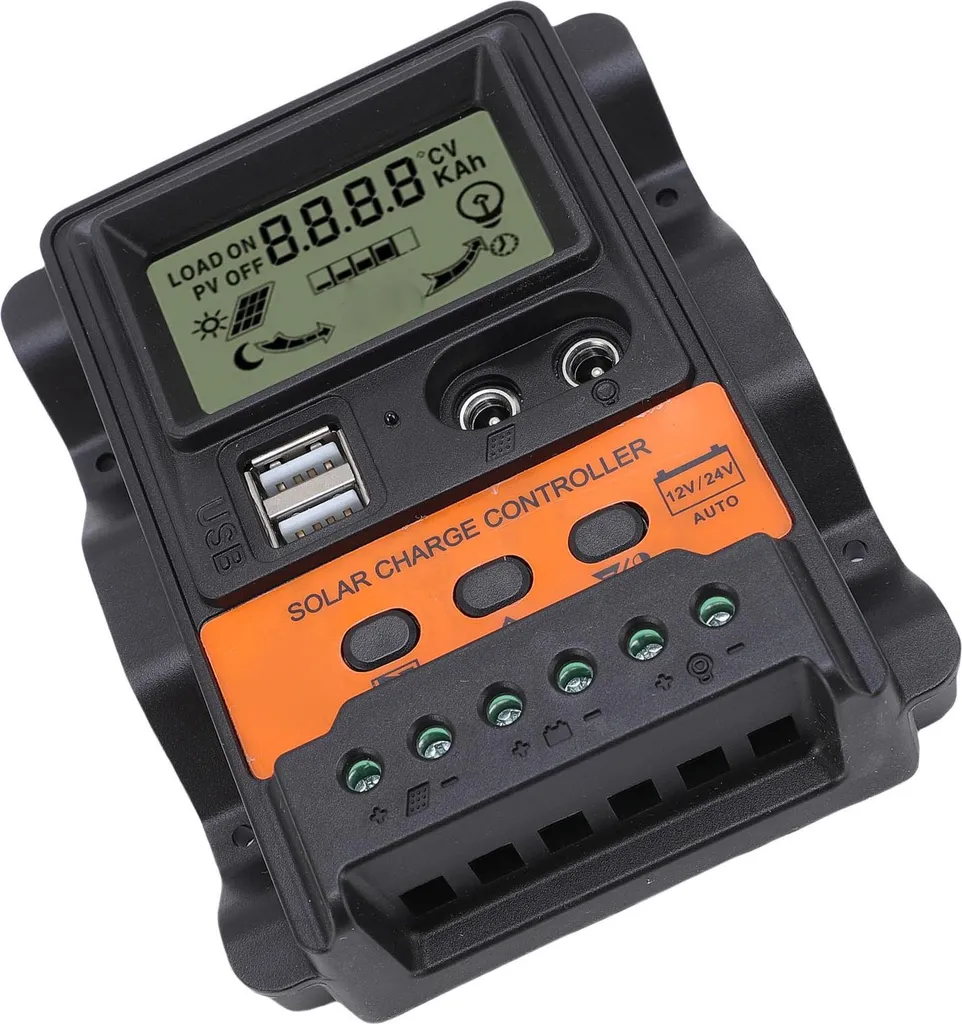 Controller Solare 30A LCD Intelligente 12/24V Doppia USB per Esterni - 2