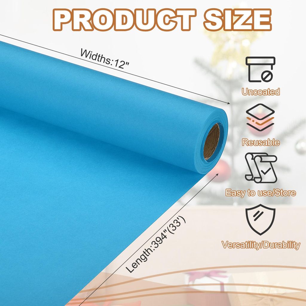 Geschenkpapier, 29.6cm x 10m 70 GSM Geschenkpapier Rolle Geschenkpapier Einfarbig Packpapier Wrapping Paper fš¹r Poster Pinnwand Geschenkverpacku...