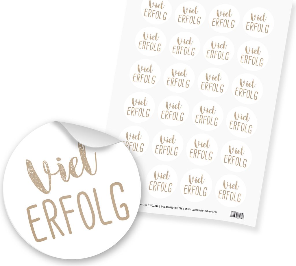 itenga 24x Sticker Aufkleber Viel Erfolg (Motiv 121) latte Produktbild 