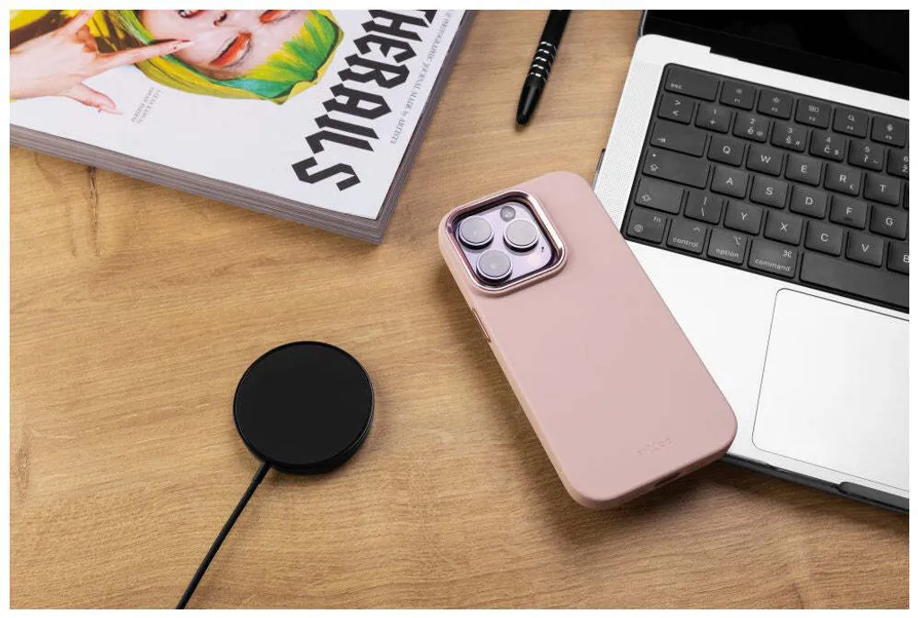 Coque Silicone pour iPhone 16 Pro Rose Fixed MagFlow Compatible MagSafe - 5