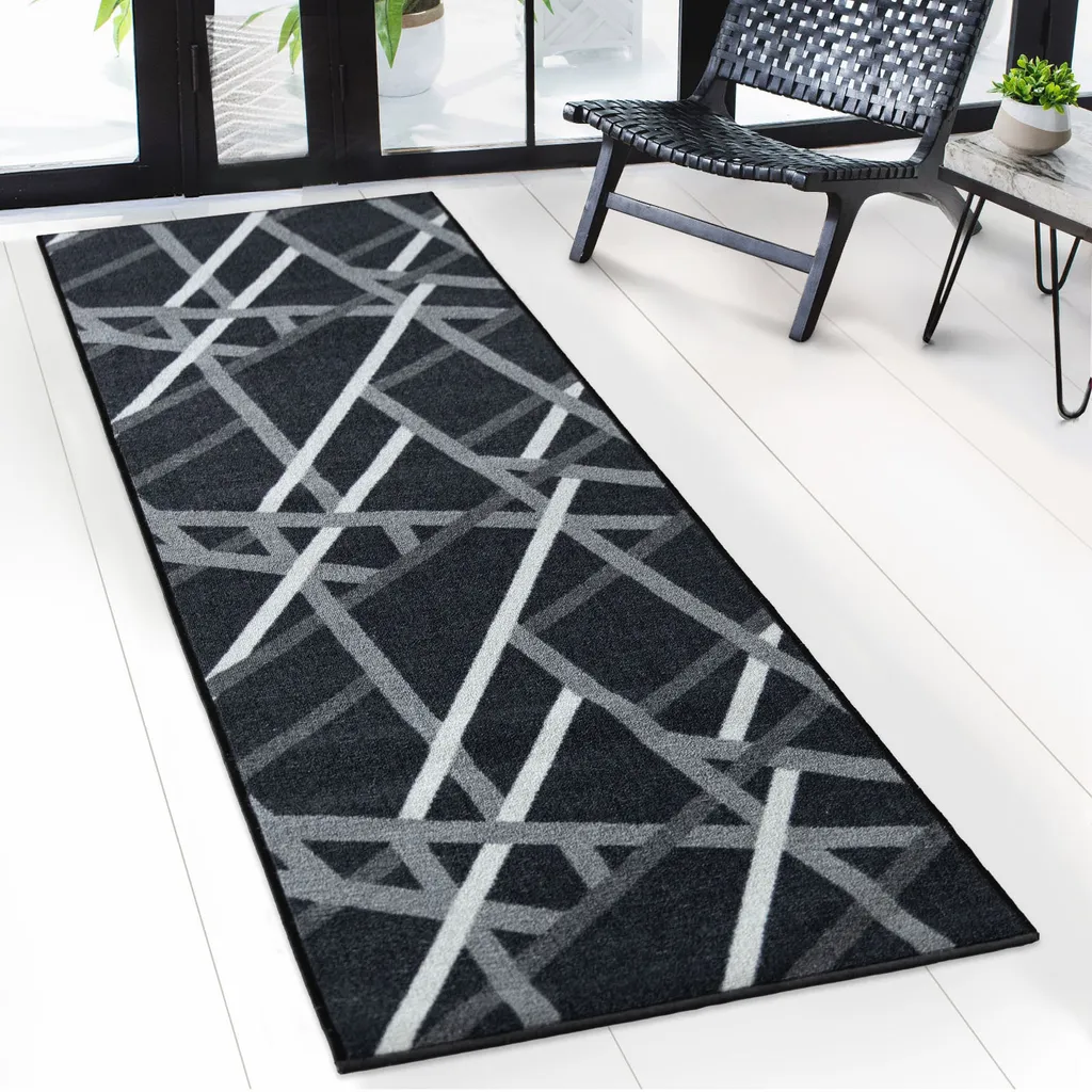 Tapis long pour couloir anthracite 67 x 350 cm : idéal zones de passage