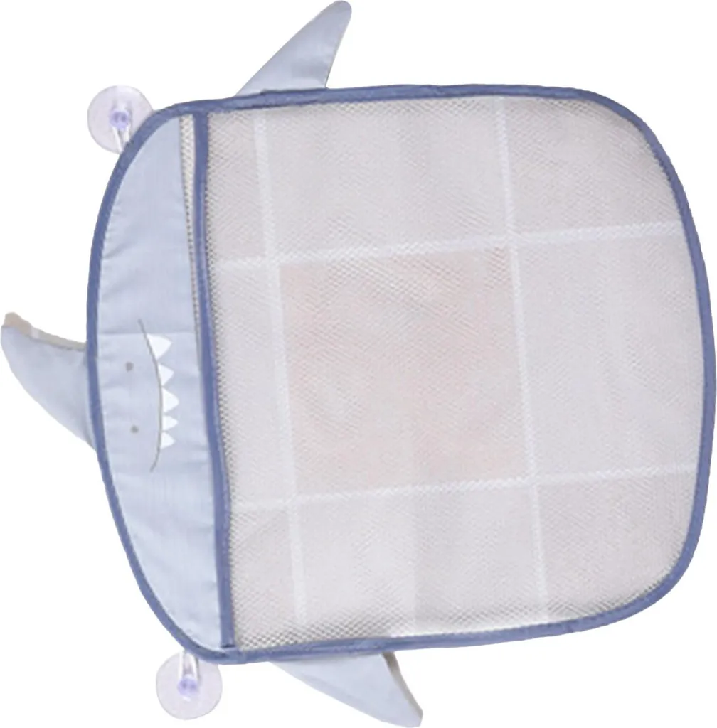 Borsa a rete da parete per il bagno, drenaggio rapido, rete per giochi da bagno dei cartoni animati con ventosa per articoli da toilette, asciugamani, grigio