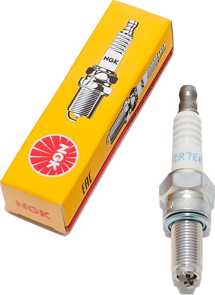 NGK Zündkerze CR7EKB entstört, 19,0mm Langgewinde Ø 10,0mm 2-Massen-Elektrode, feste SAE-Anschlussmutter, 4455 kompatibel mit