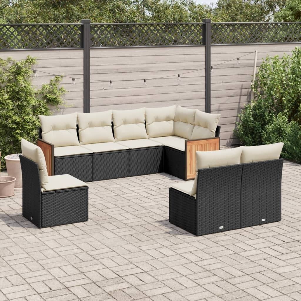 Maison Exclusive - 8-tlg. Garten-Sofagarnitur mit Kissen Schwarz Poly Rattan