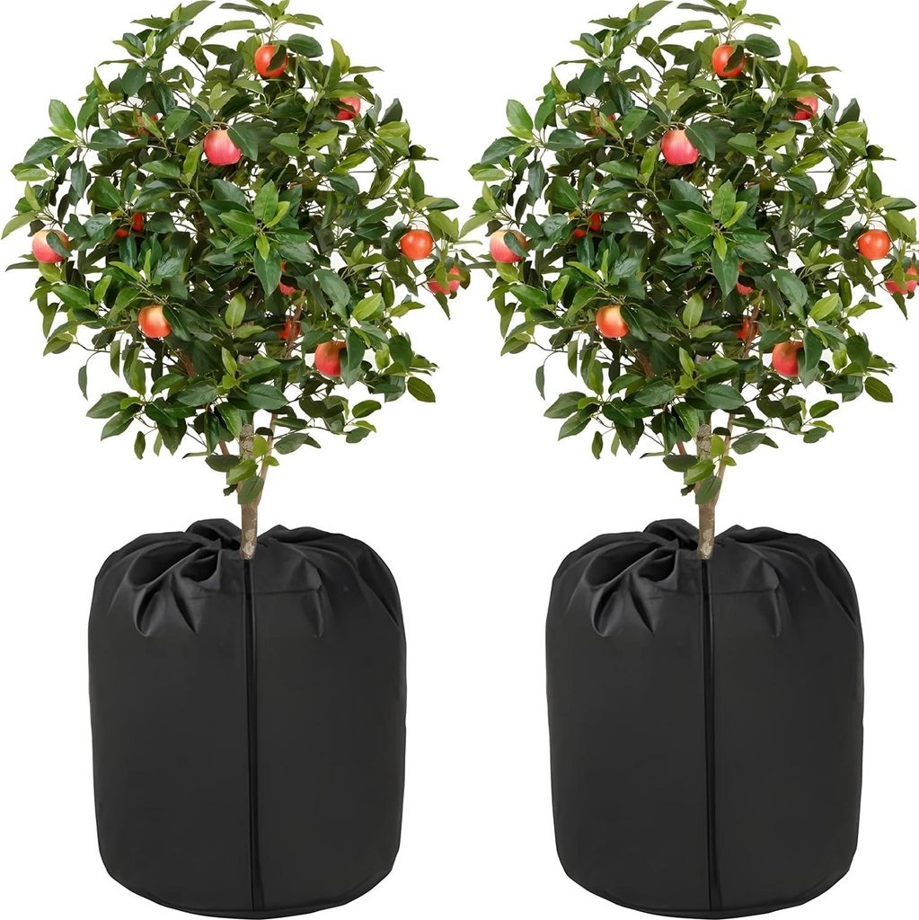 2 Stück Topfschutz Pflanzen Winte,40x40cm Thermo Topfschutz für Pflanzen,Thermo Pflanztopfschutz,Winterschutz Draußen mit Reißverschluss und Ko...