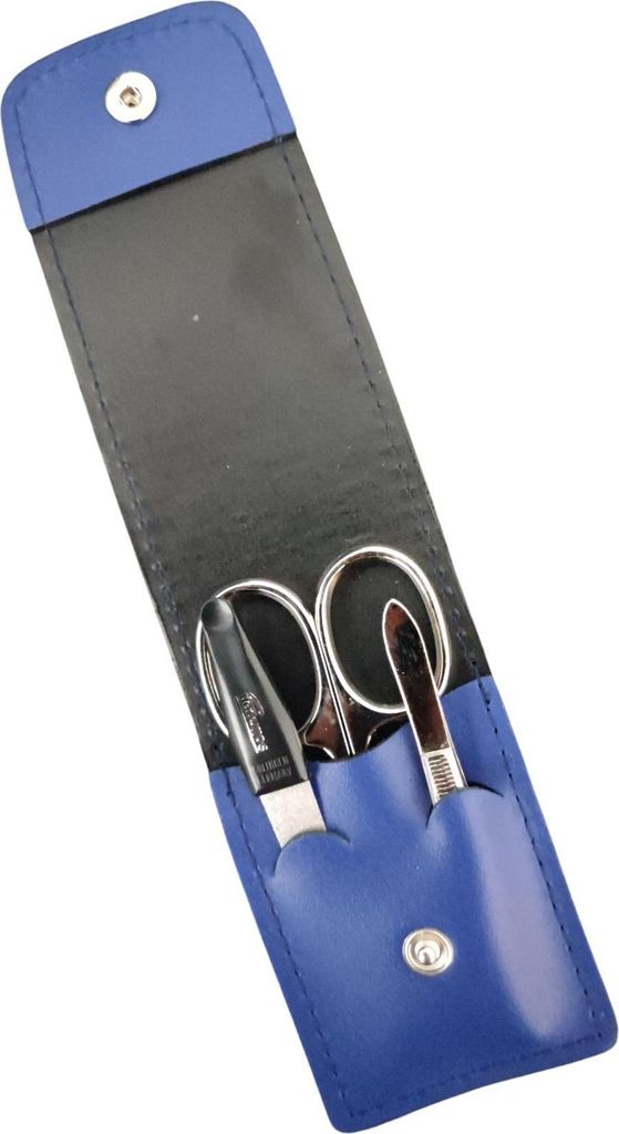 Solingen* Maniküre Set im Lederetui – Germany – Nagelschere, Saphirnagelfeile (grob/fein), Pinzette zur Nagelhautpflege – Echtes Leder Royal...