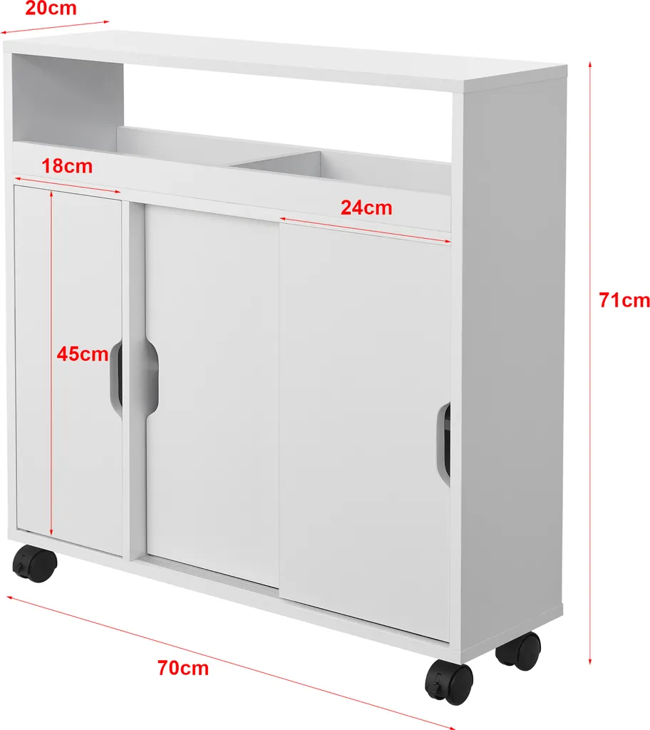 Armoire multi-usage Lumijoki blanche en bois avec rangements coulissants - 4