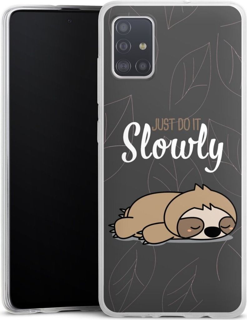 DeinDesign Slim Hülle für Samsung Galaxy A51 Silikon Case Ultra Dünn Handyhülle Faultier Sprüche lazy sunday