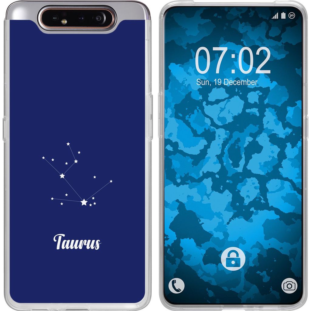 PhoneNatic Case kompatibel mit Samsung Galaxy A80 Silikon-Hülle SternzeichenTaurus M8