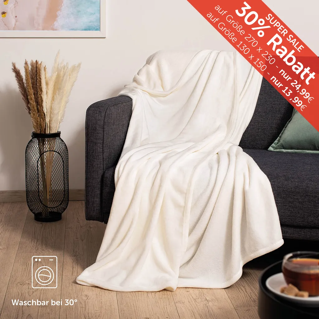 Blumtal coperta in pile soffice - coperta da divano certificata Oeko-TEX®, coperta da divano, coperta per bambini, coperta, copriletto e coperta da soggiorno, 130x150 cm, grigio - 4