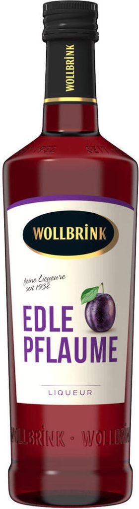 A bottle of Wollbrink Pflaume liqueur.