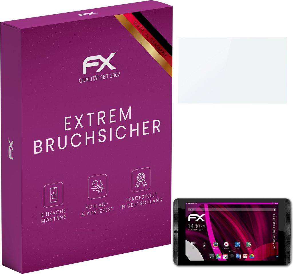atFoliX FX-Hybrid-Glass Displayfolie kompatibel mit Nvidia Shield Tablet K1 Glasfolie