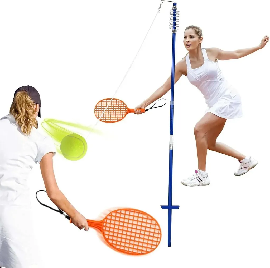 Jeu de Tennis de Jardin Swingball avec Mât Réglable et 2 Raquettes