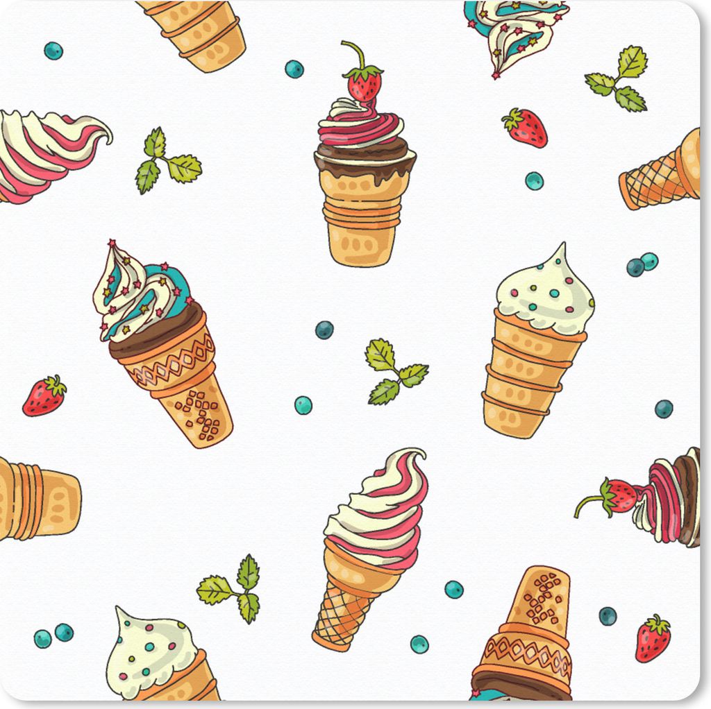 MuchoWow Mauspad Mousepad Muster - Sommer - Eiscreme 30x30 cm - Mousepads - Maus Mat - Pad - Mausunterlage - Gaming