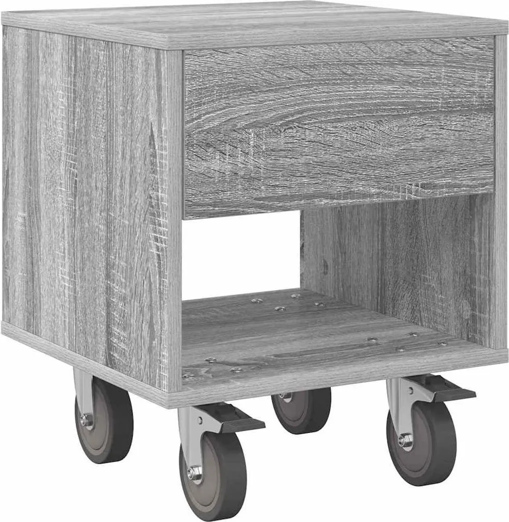 Table de chevet bois d'ingénierie gris sonoma, design moderne et épuré