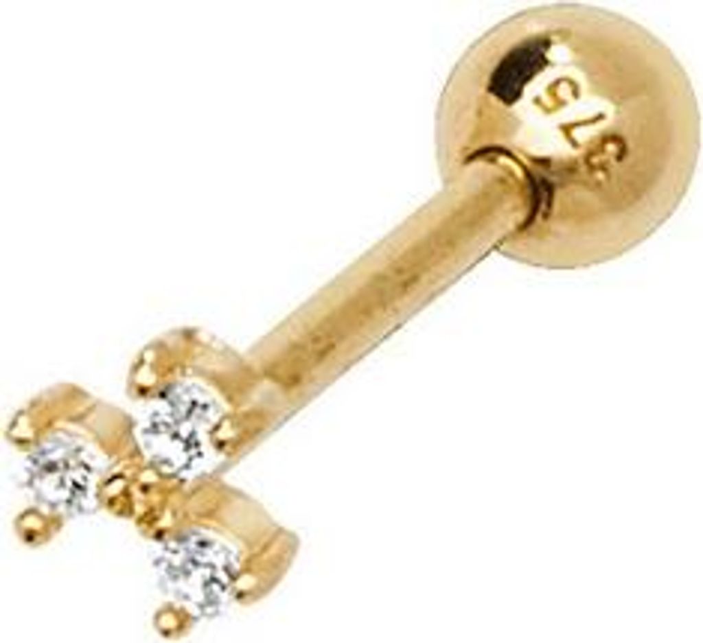 Moderne 9 Karat (375) Gold Damen - Einzel Knorpel Ohrstecker mit Zirkonia - 4mm*4mm; TRS258639KY