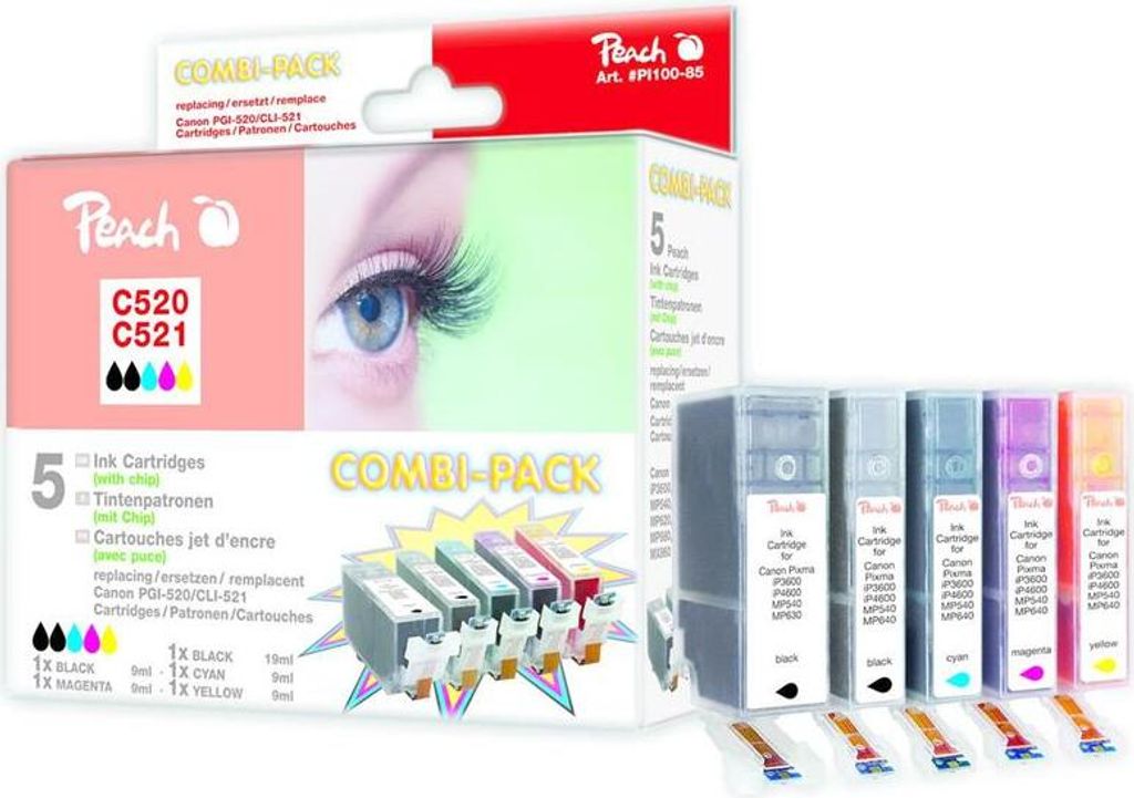 Peach Patrone Canon Pixma iP4700/MP540 MultipackPlus 5erPack kompatibel