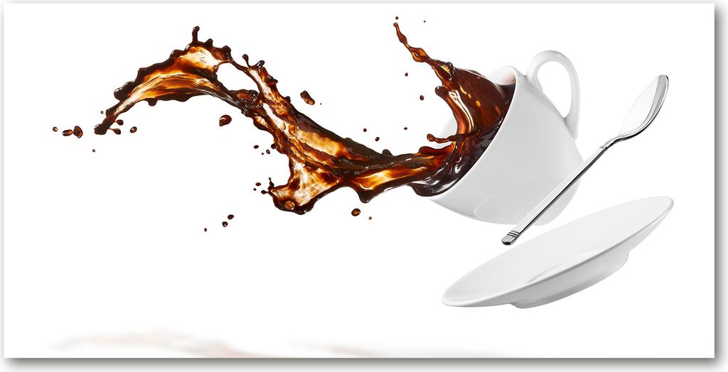 Tulup Glas-Bild - 100x50 -Wandkunst - Wandbild hinter gehärtetem Sicherheitsglas - Essen & Getränke - Verschütteter Kaffee - Braun