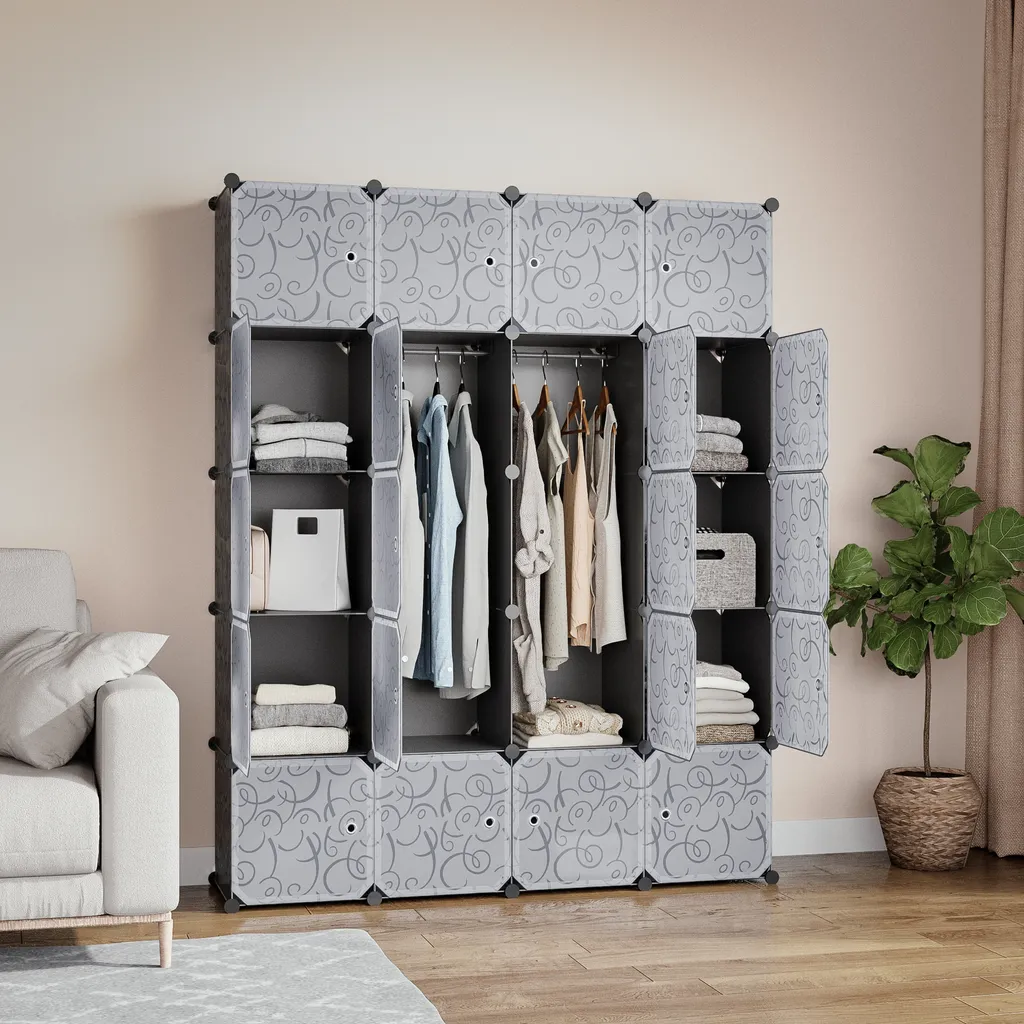 Garde-robe Modulable Noire 20 Cubes : Solution de Stockage pour Chambre
