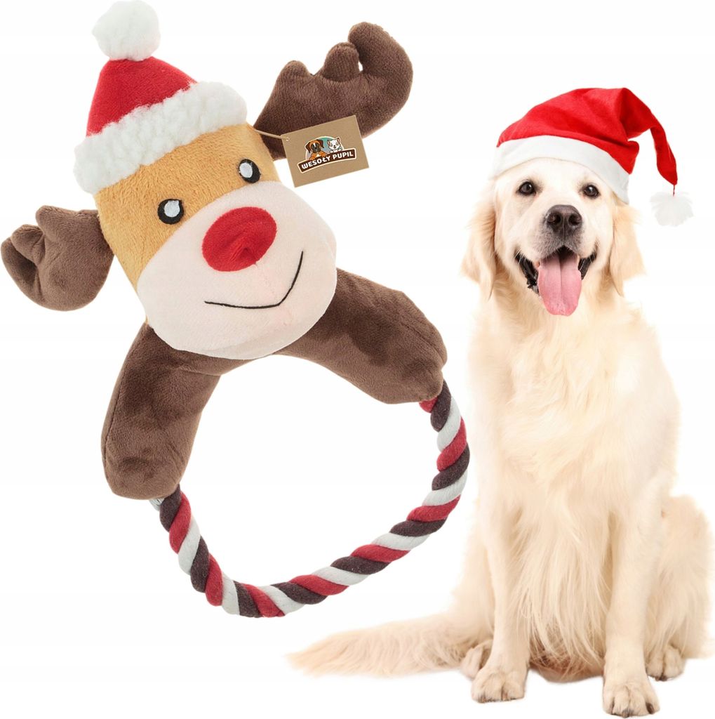 CHRISTMAS RENEE Hundespielzeug Maskottchen mit String RING für Weihnachten