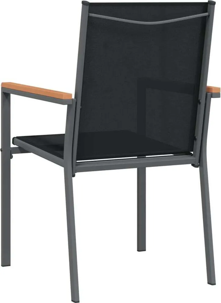 Chaises Extérieures Design en Textilène et Acier Noir Résistant - 2 pcs